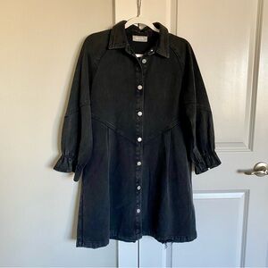 Blue B Collection 100% Cotton Western Rodeo 3/4 Ruffle Cuff Sleeve Denim Dress